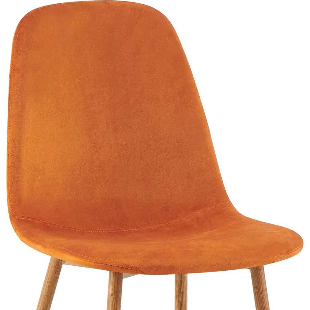 Luxe Set of 2 Dining Chairs - Orange, Faux Leather