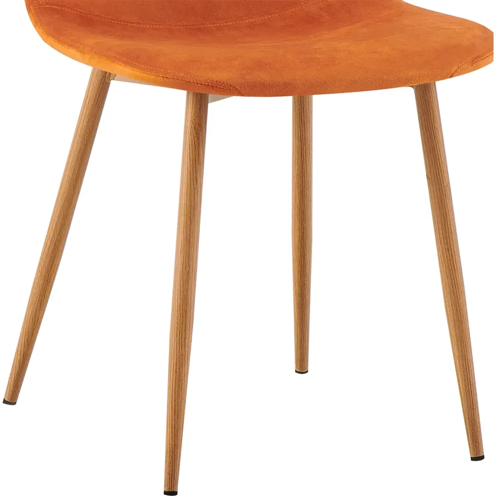 Luxe Set of 2 Dining Chairs - Orange, Faux Leather