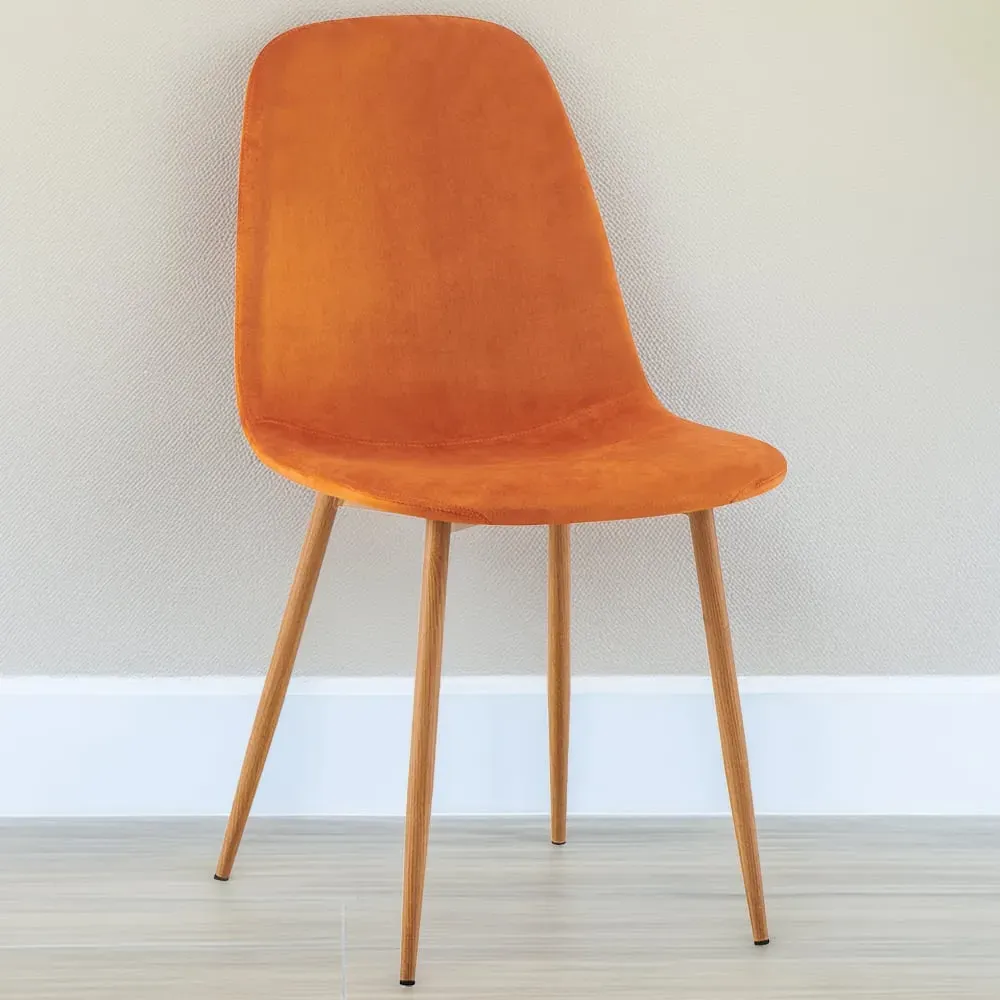 Luxe Set of 2 Dining Chairs - Orange, Faux Leather