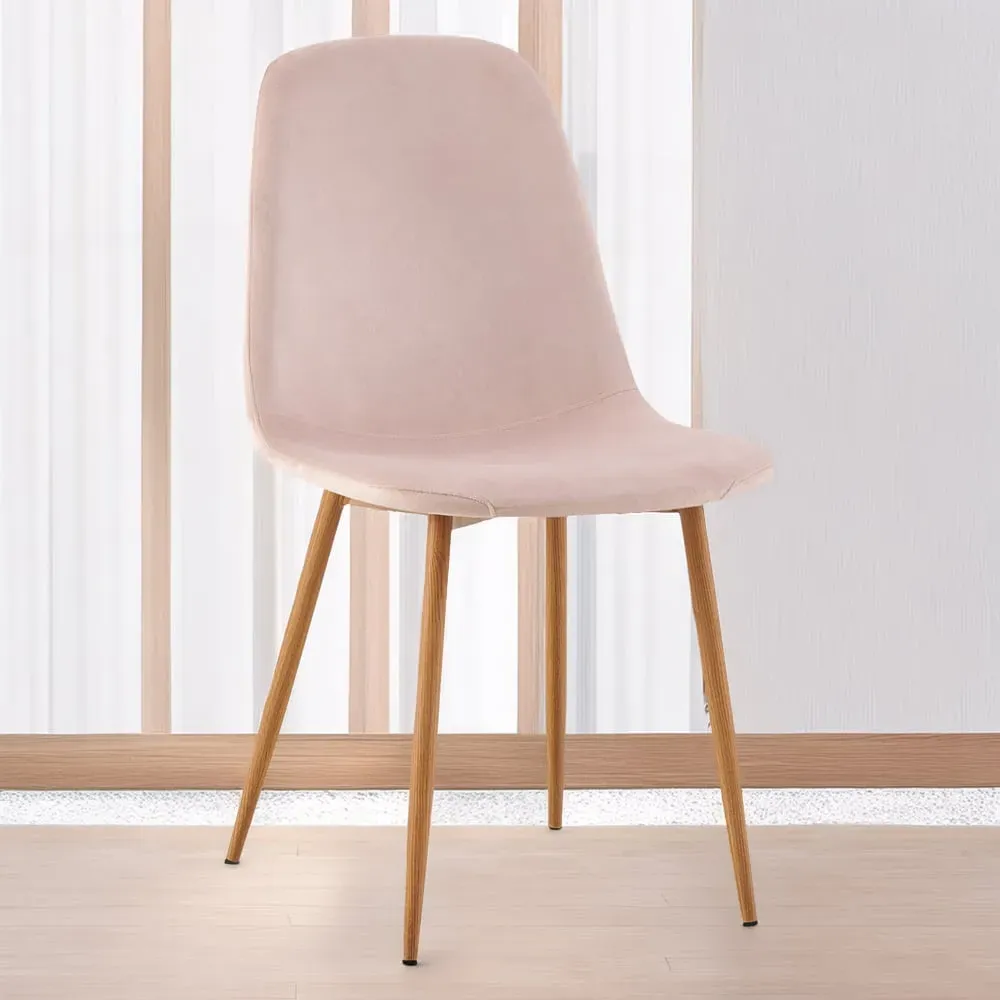 Luxe Set of 2 Dining Chairs - Pink, Faux Leather