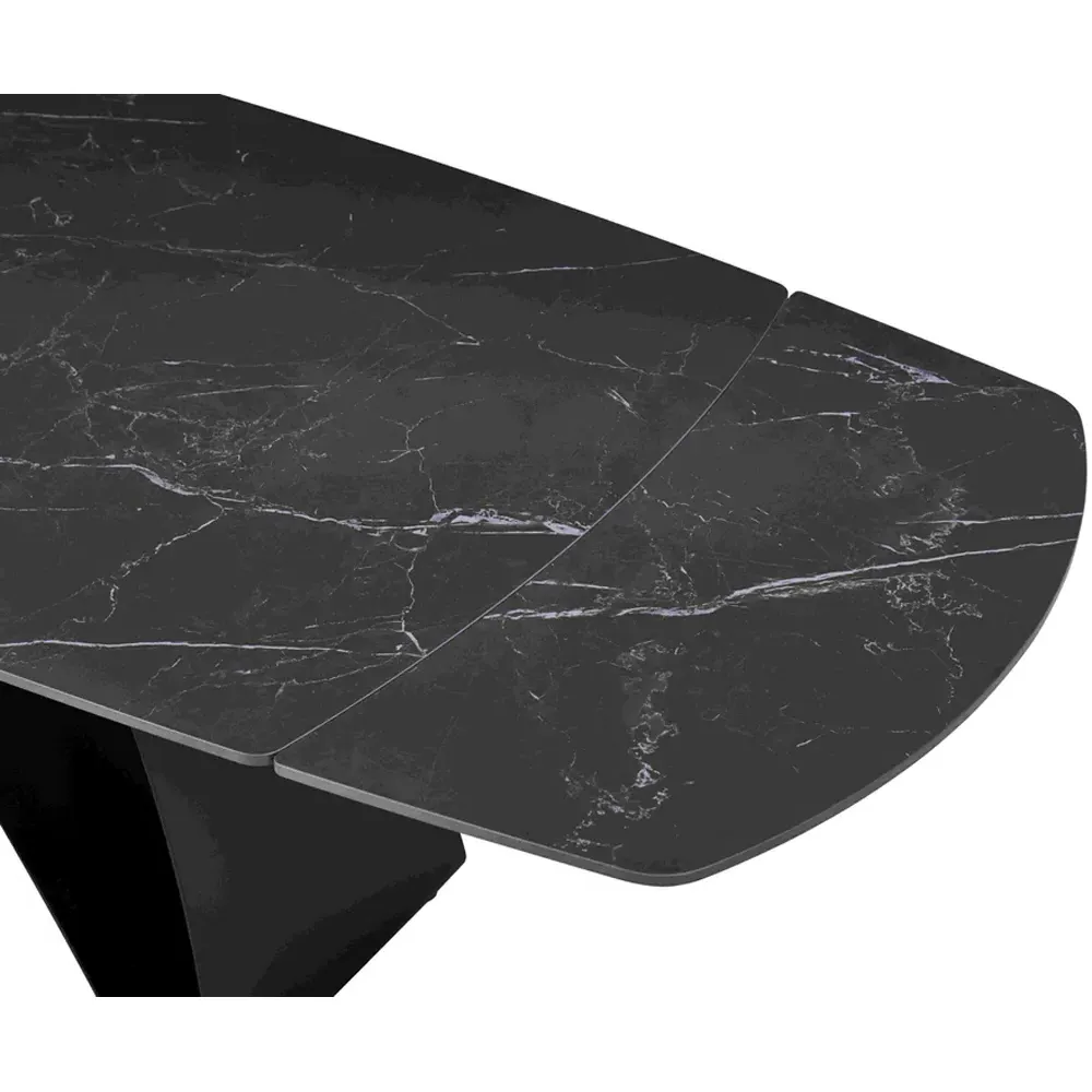 Maelis 6-Seater Extendable Dining Table - Black, Ceramic