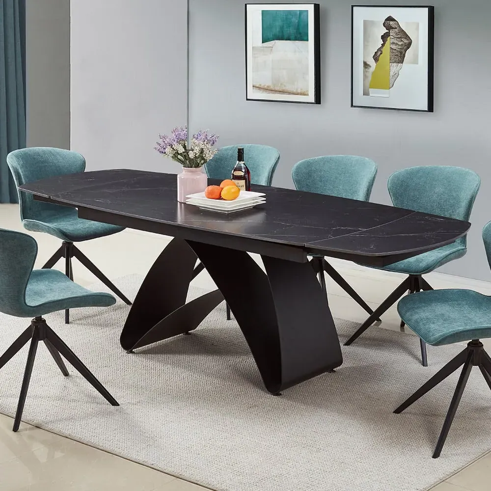 Maelis 6-Seater Extendable Dining Table - Black, Ceramic image