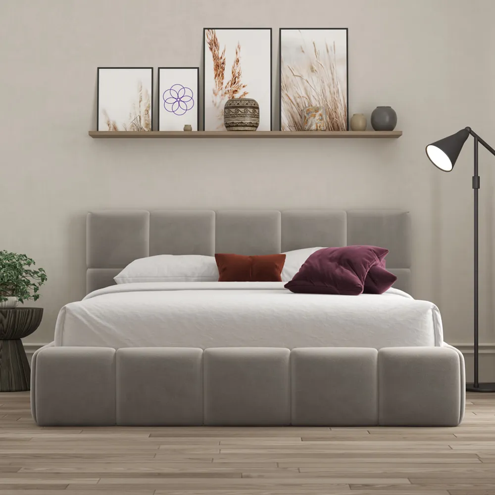 Ovella Double Cubed Bed Frame - Pebble