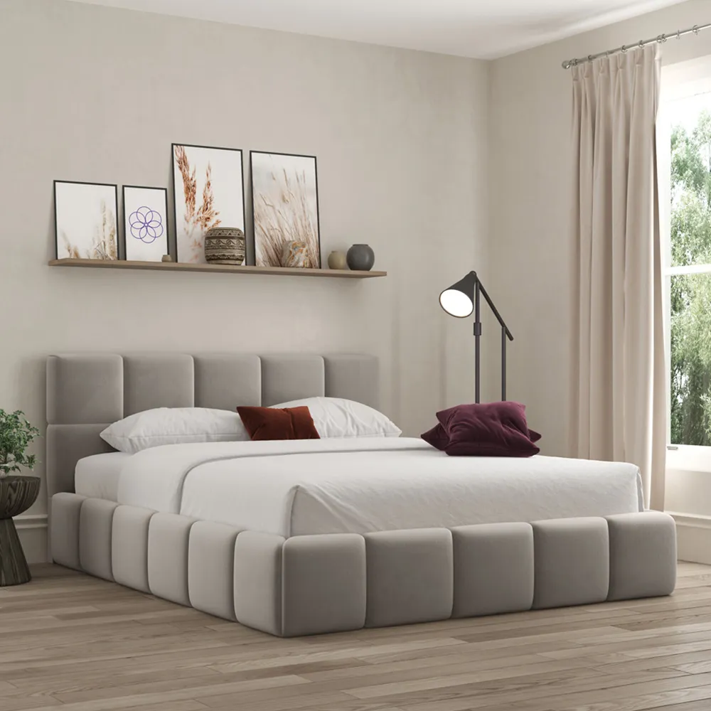 Ovella Double Cubed Bed Frame - Pebble