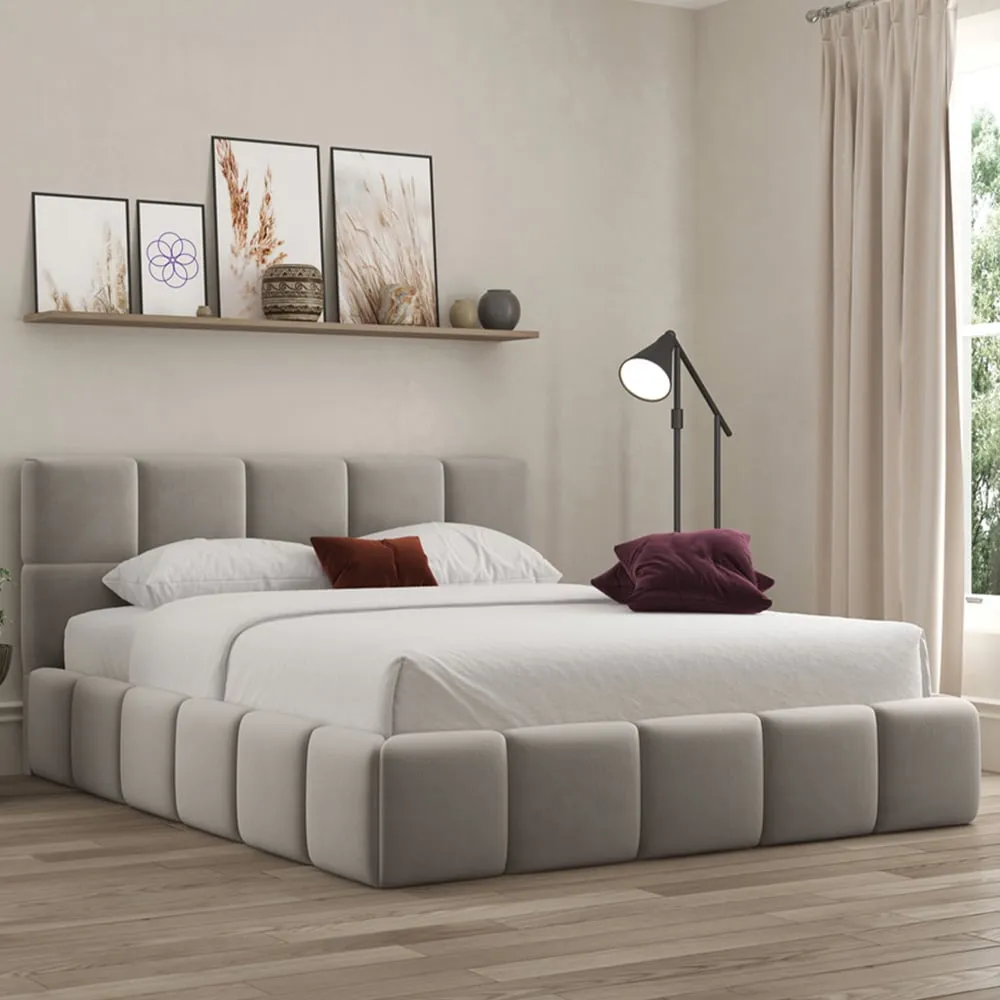 Ovella Double Cubed Bed Frame - Pebble