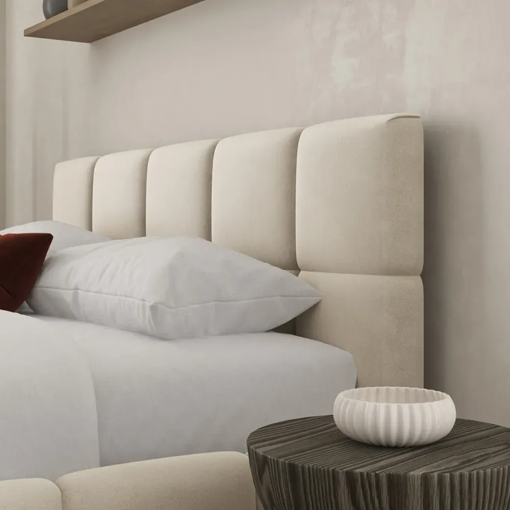 Ovella Double Cubed Ottoman Bed - Cream, Boucle