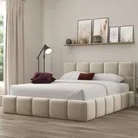 Ovella Double Cubed Ottoman Bed - Cream, Boucle