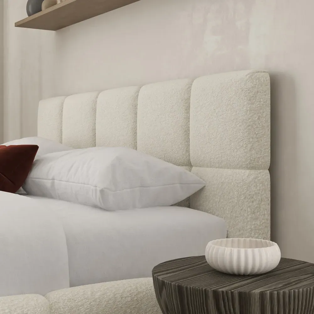 Ovella Double Cubed Ottoman Bed - Ivory, Boucle