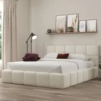 Ovella Double Cubed Ottoman Bed - Ivory, Boucle