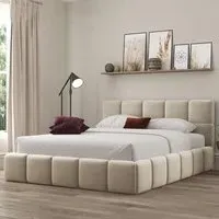 Ovella King Size Cubed Bed Frame - Cream