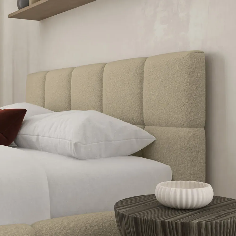 Ovella King Size Cubed Bed Frame - Latte