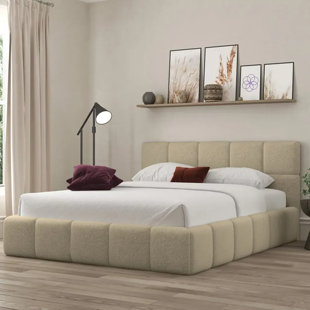Ovella King Size Cubed Bed Frame - Latte