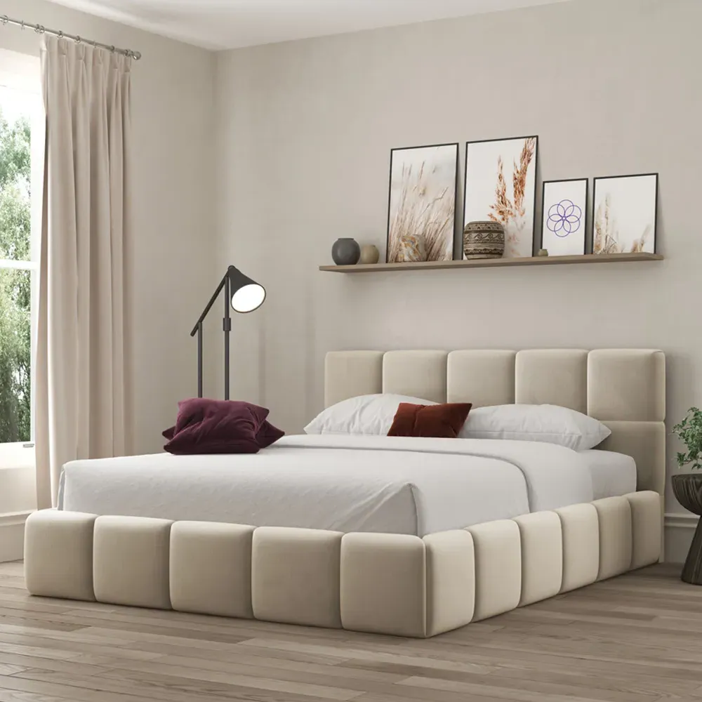 Ovella Single Cubed Bed Frame - Cream