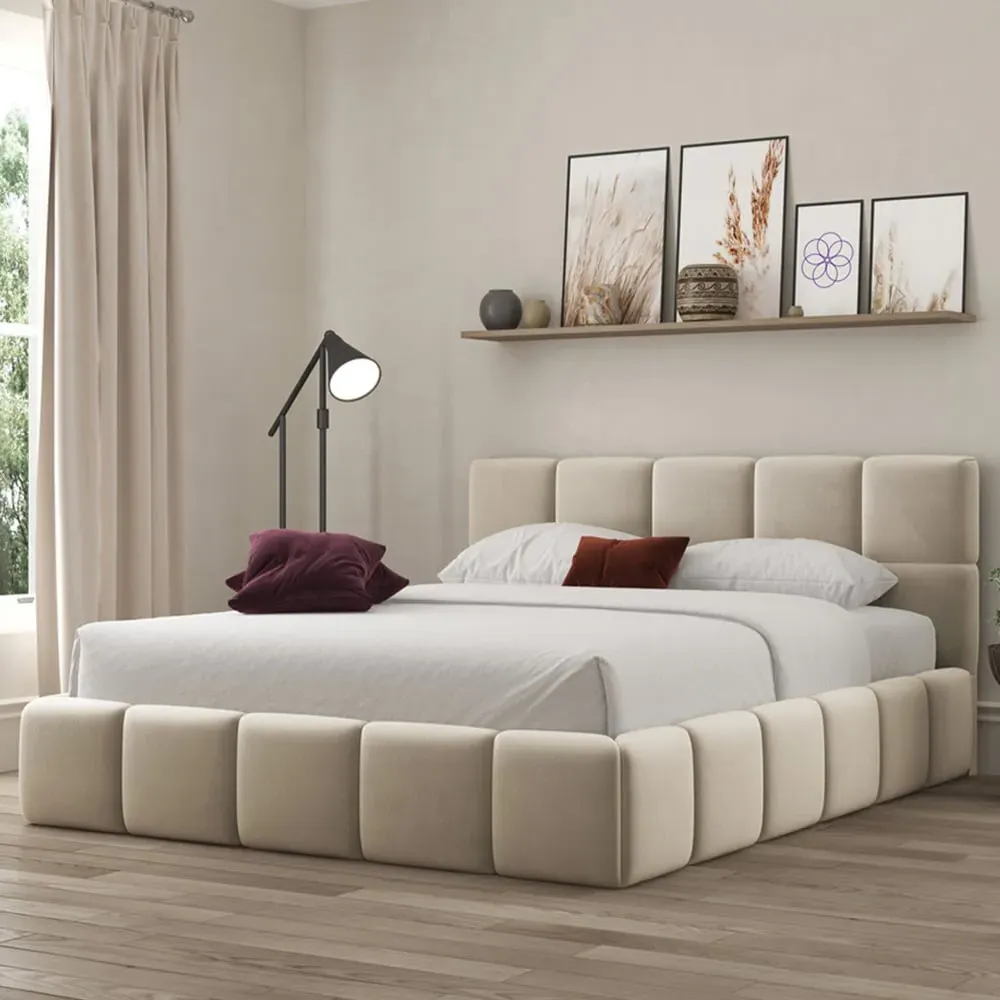 Ovella Single Cubed Bed Frame - Cream image