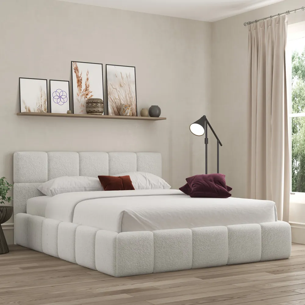 Ovella Single Cubed Bed Frame - Dove