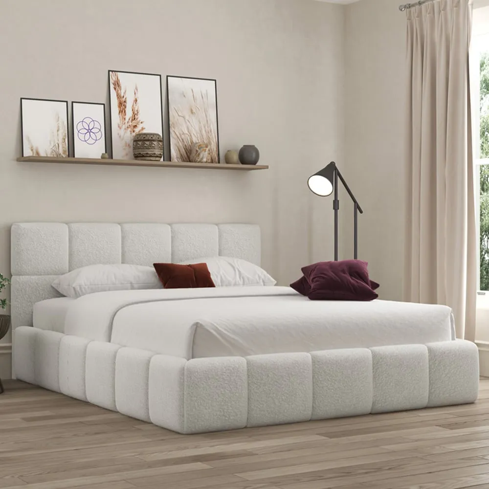 Ovella Single Cubed Bed Frame - Dove