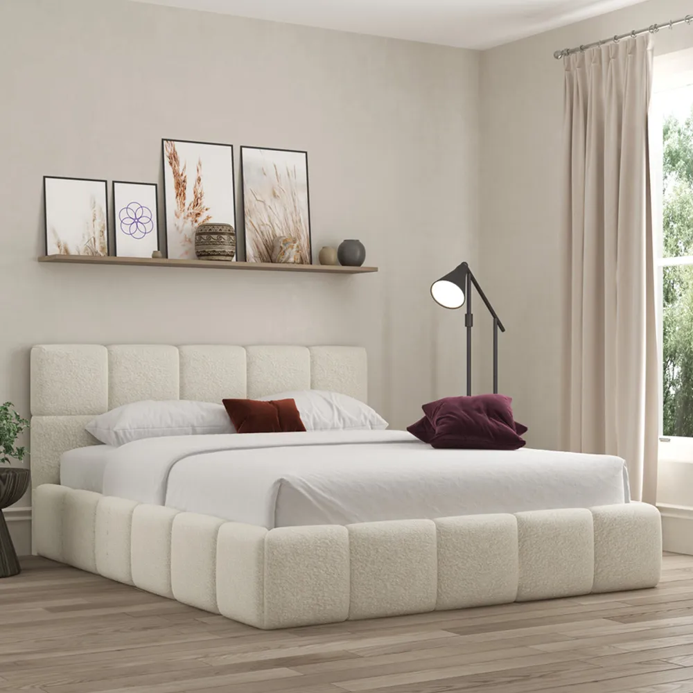 Ovella Single Cubed Bed Frame - Ivory