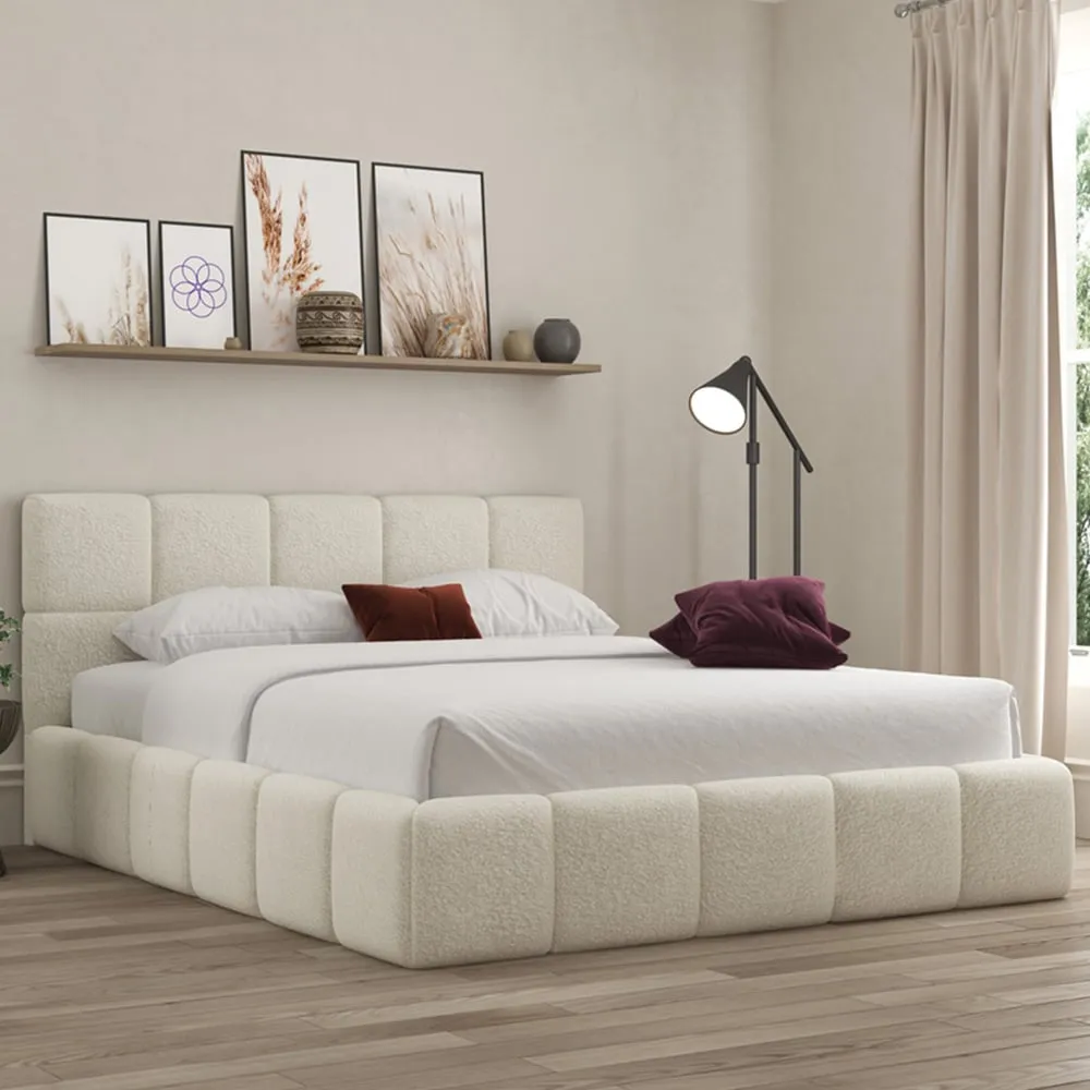 Ovella Single Cubed Bed Frame - Ivory