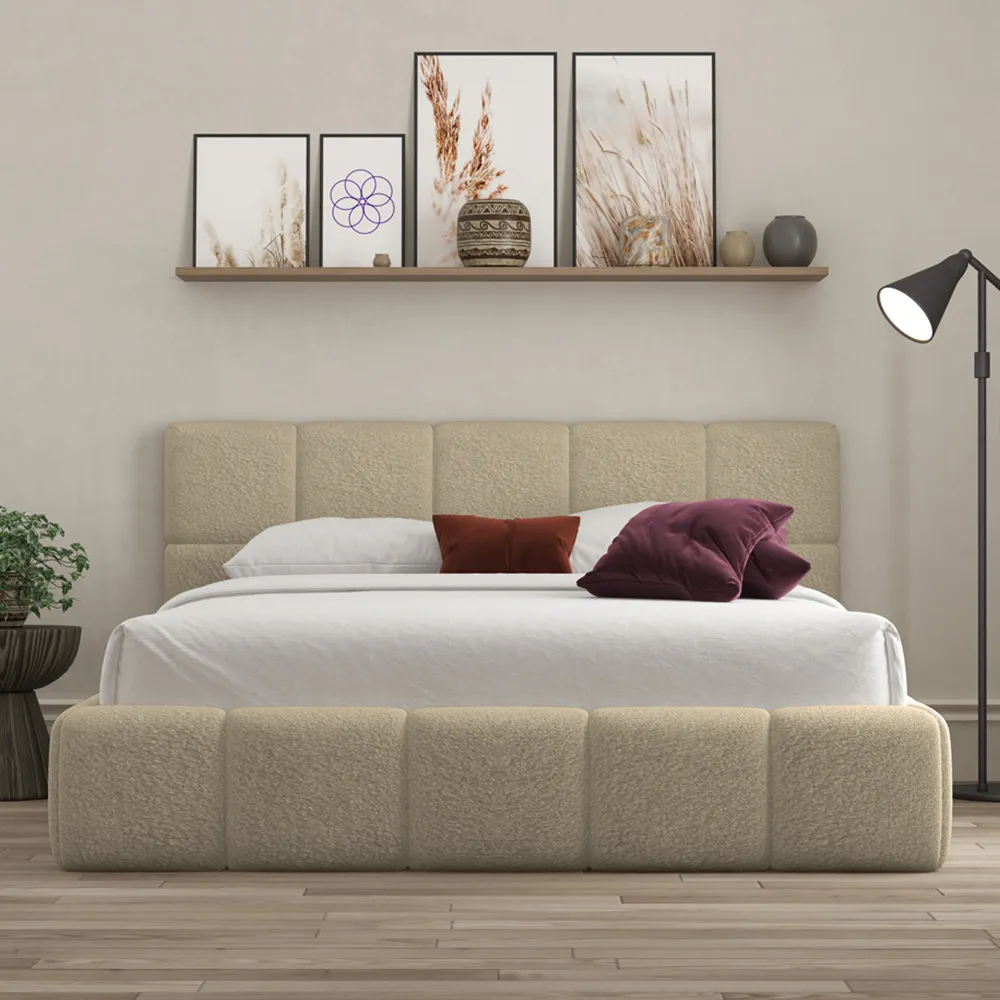 Ovella Single Cubed Bed Frame - Latte