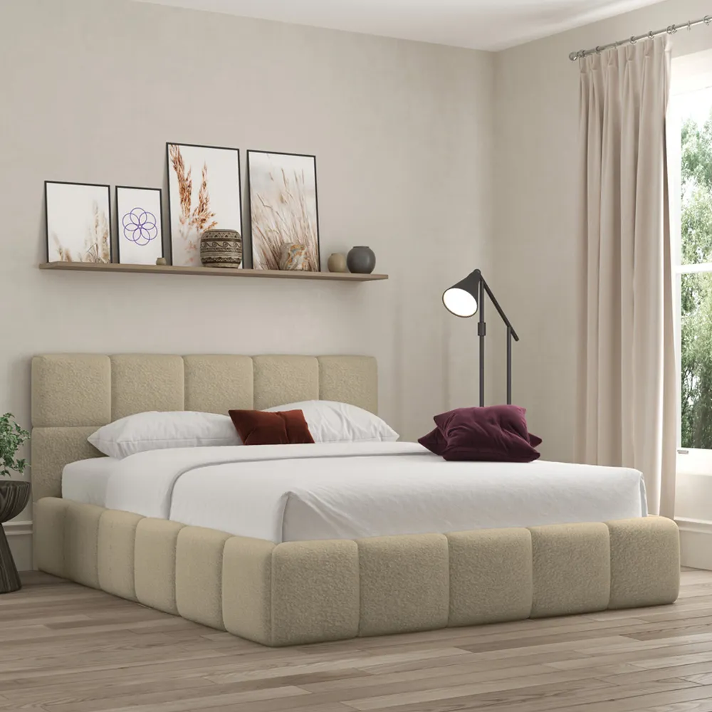 Ovella Single Cubed Bed Frame - Latte