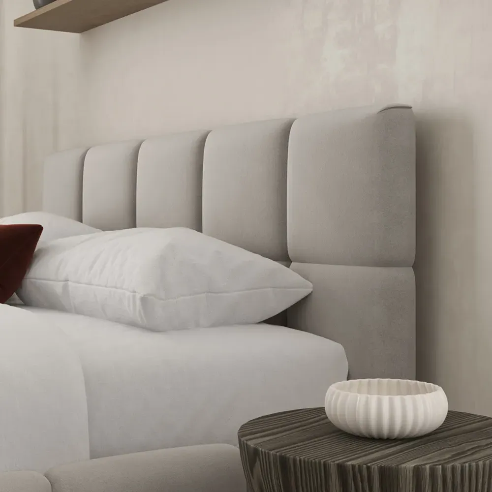 Ovella Single Cubed Bed Frame - Pebble