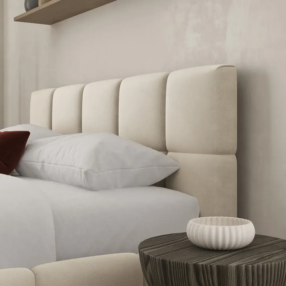 Ovella Single Cubed Ottoman Bed - Cream, Boucle