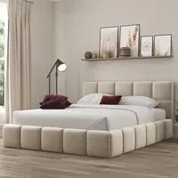 Ovella Single Cubed Ottoman Bed - Cream, Boucle
