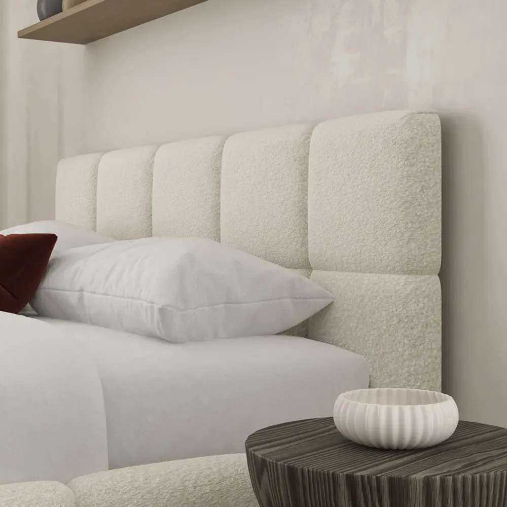 Ovella Single Cubed Ottoman Bed - Ivory, Boucle