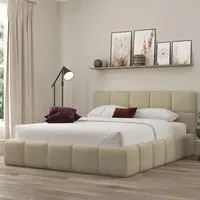 Ovella Single Cubed Ottoman Bed - Latte, Boucle