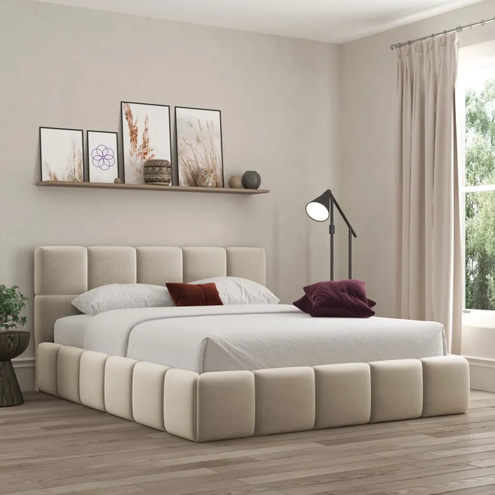 Ovella Small Double Cubed Bed Frame - Cream