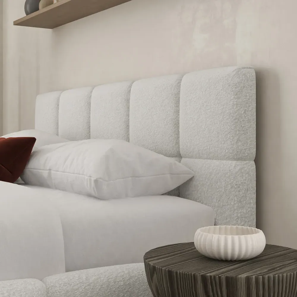 Ovella Small Double Cubed Bed Frame - Grey, Boucle