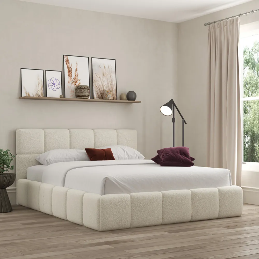 Ovella Small Double Cubed Bed Frame - Ivory