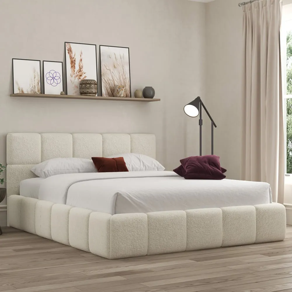 Ovella Small Double Cubed Bed Frame - Ivory