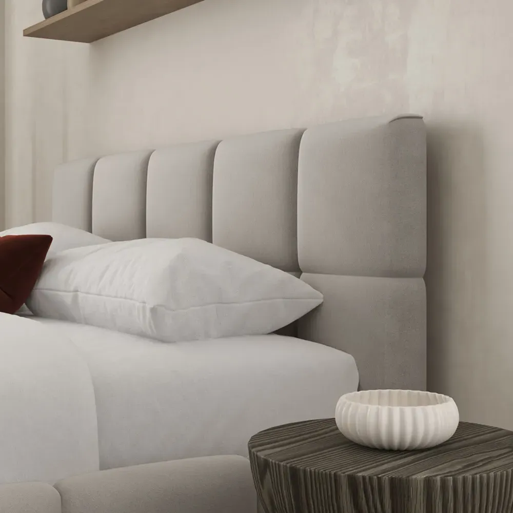 Ovella Small Double Cubed Bed Frame - Pebble