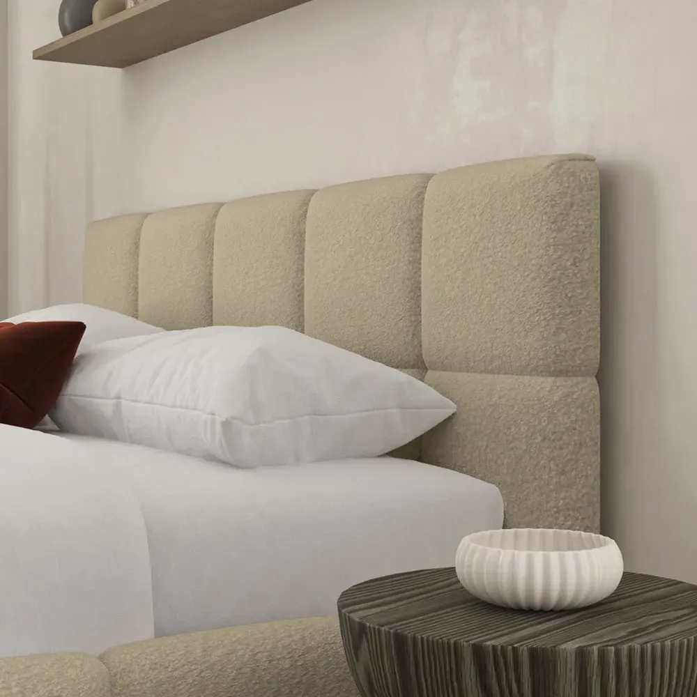 Ovella Small Double Cubed Ottoman Bed - Brown, Boucle