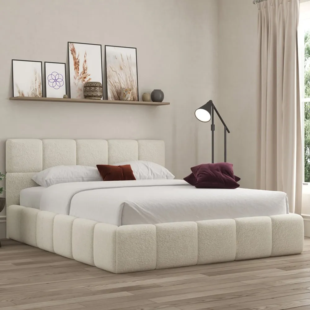 Ovella Small Double Cubed Ottoman Bed - Cream, Boucle