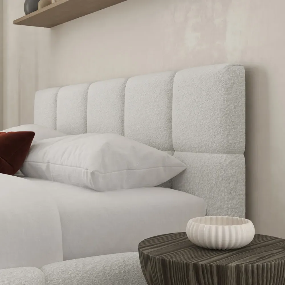 Ovella Small Double Cubed Ottoman Bed - Grey, Boucle