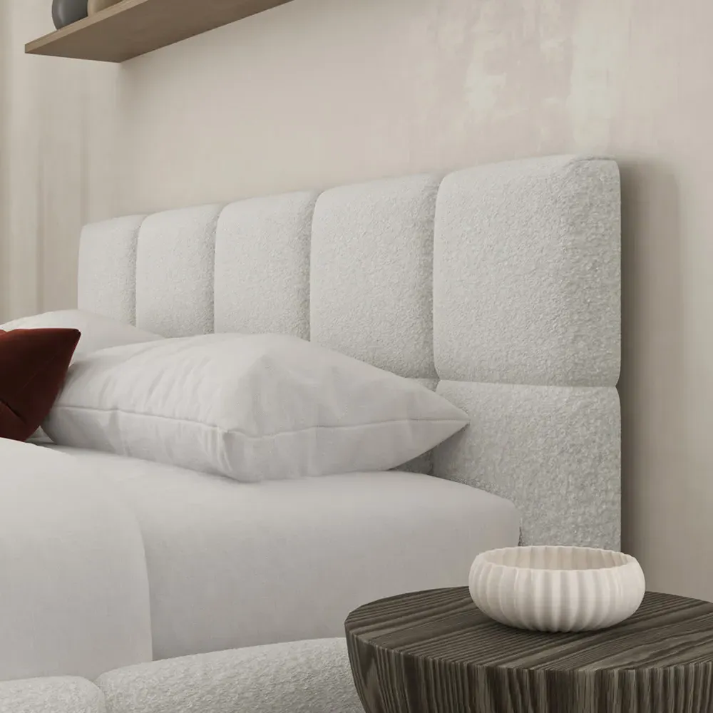 Ovella Super King Size Cubed Bed Frame - Grey, Boucle