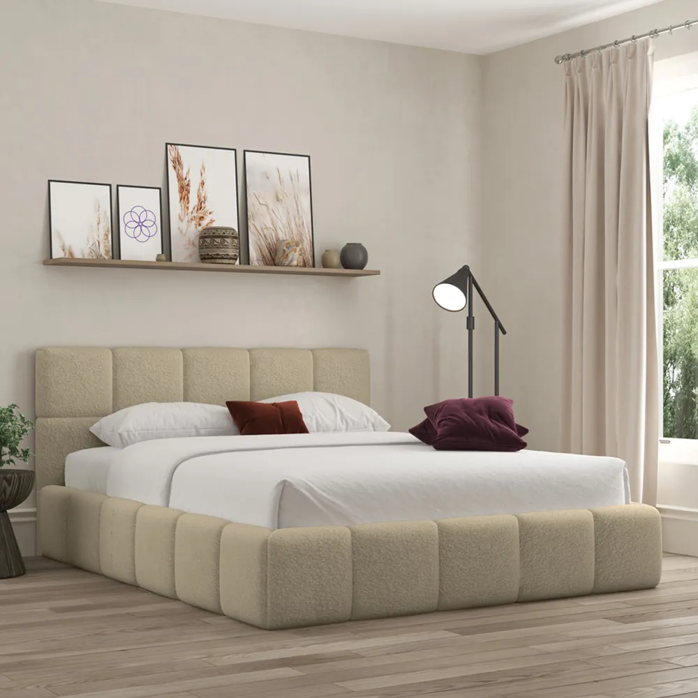 Ovella Super King Size Cubed Bed Frame - Latte