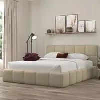 Ovella Super King Size Cubed Ottoman Bed - Brown, Boucle