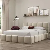 Ovella Super King Size Cubed Ottoman Bed - Cream, Boucle