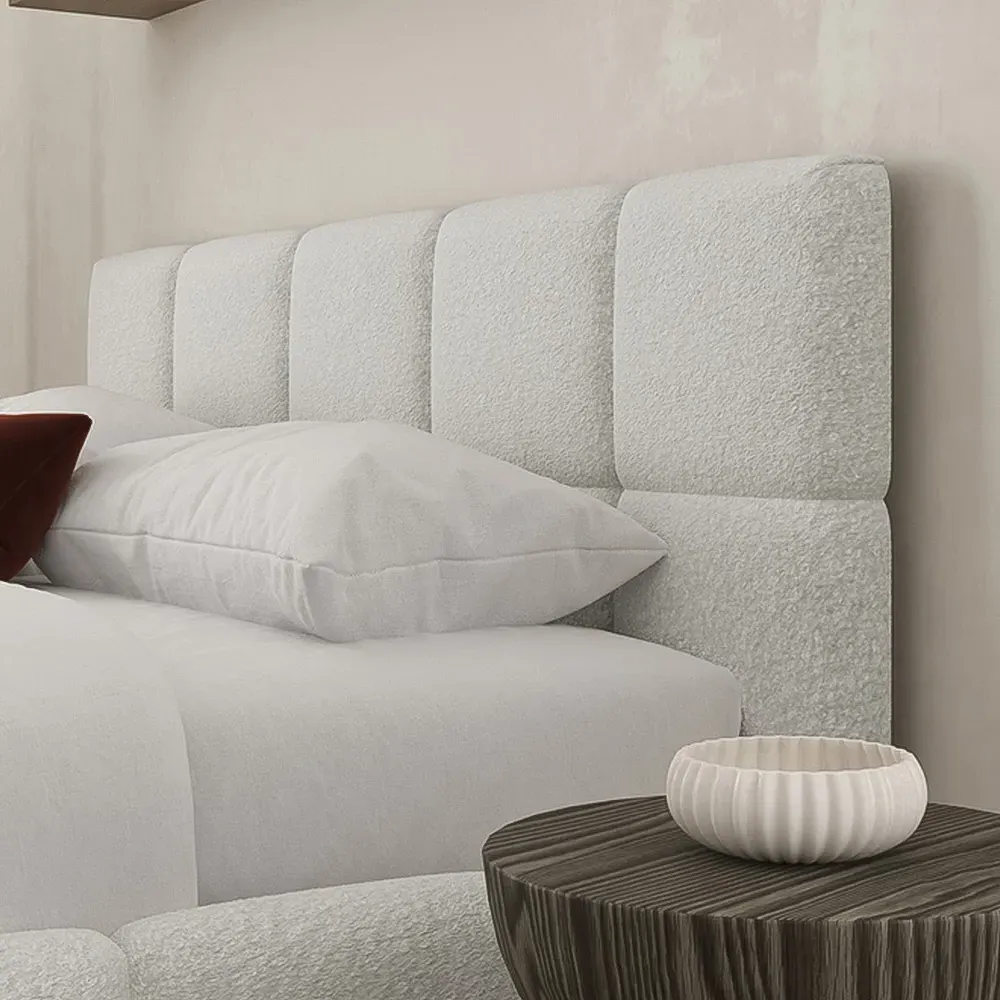 Ovella Super King Size Cubed Ottoman Bed - Grey, Boucle