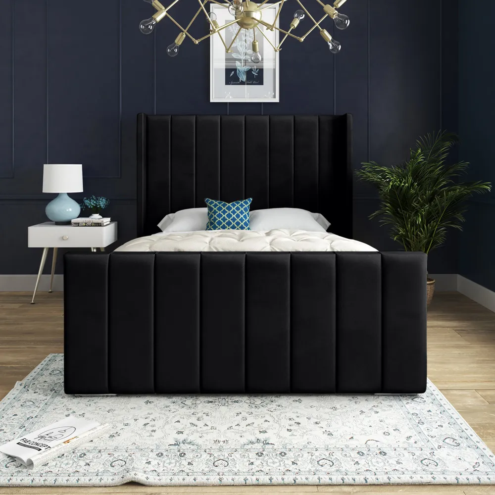 Oxford Double Bed Frame - Black, Velvet