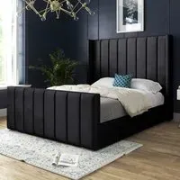 Oxford King Size Bed Frame - Black, Velvet
