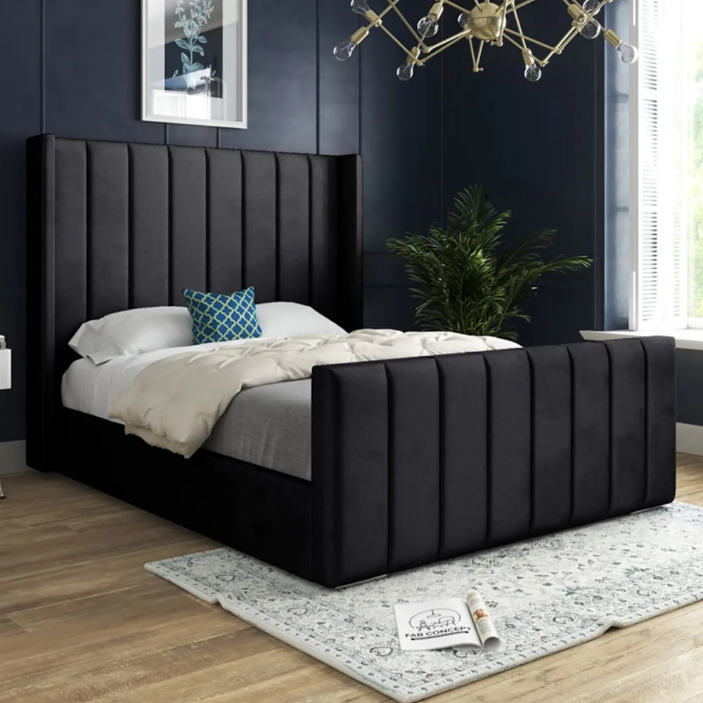 Oxford King Size Bed Frame - Black, Velvet