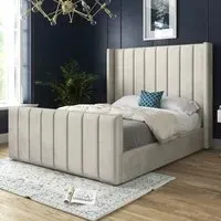 Oxford King Size Bed Frame - Cream, Velvet