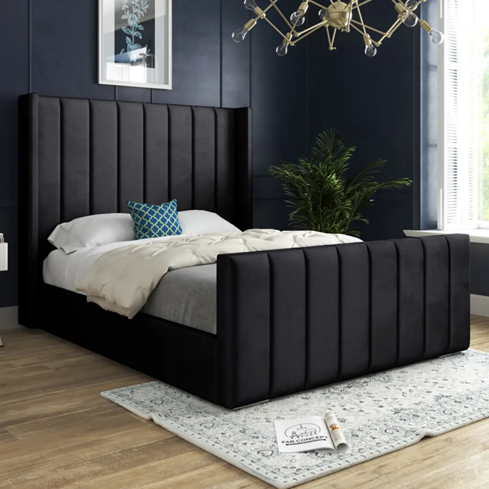 Oxford Single Bed Frame - Black, Velvet image