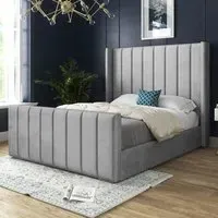 Oxford Single Bed Frame - Grey, Velvet