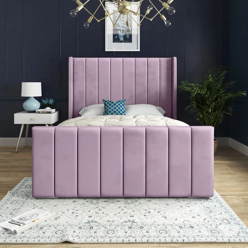 Oxford Single Bed Frame - Pink, Velvet