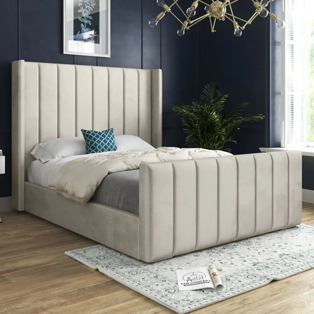 Oxford Small Double Bed Frame - Cream, Velvet